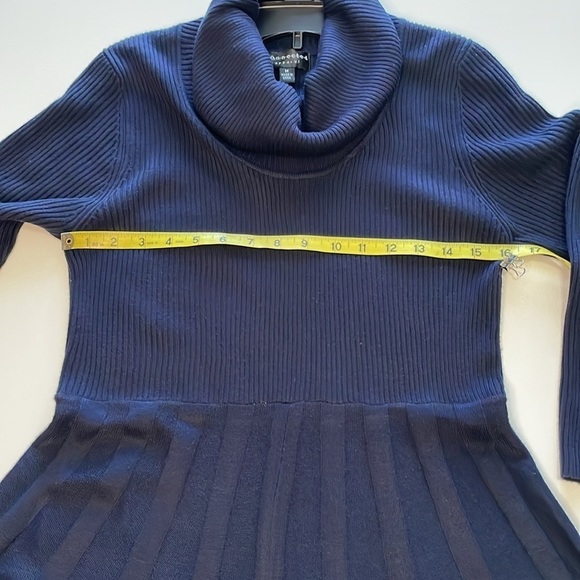 CONNECTED Womens Medium Navy Blue Cowl Neck 3/4 Sleeve Sweater Dress Minimalist - Picture 6 of 10